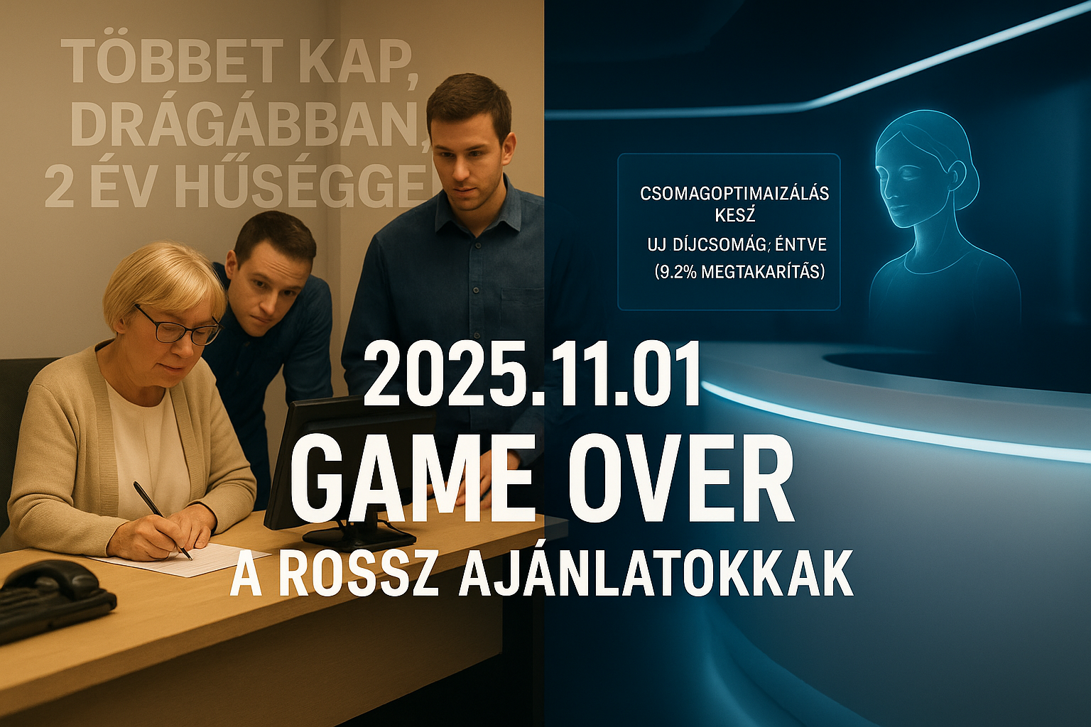 „Többet kap, drágábban, és még hűséget is!” – A klasszikus telco-ajánlat, amit 2025.11.01-től az AI végre megold.